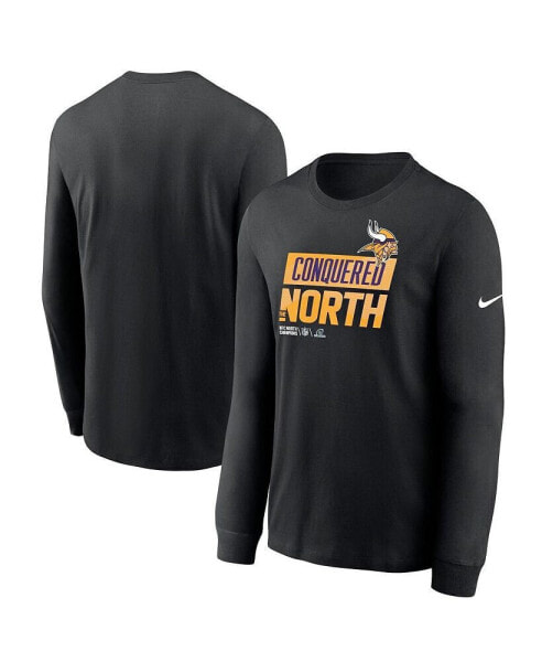 Men's Black Minnesota Vikings 2022 NFC North Division Champions Locker Room Trophy Collection Long Sleeve T-shirt