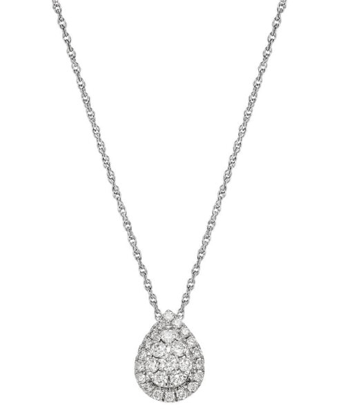 Lab-Created Diamond Teardrop Halo Cluster Pendant Necklace (3/8 ct. t.w.) in Sterling Silver, 16" + 2" extender
