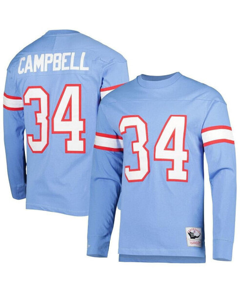 Men's Earl Campbell Light Blue Houston Oilers 1984 Retired Player Name and Number Long Sleeve T-shirt