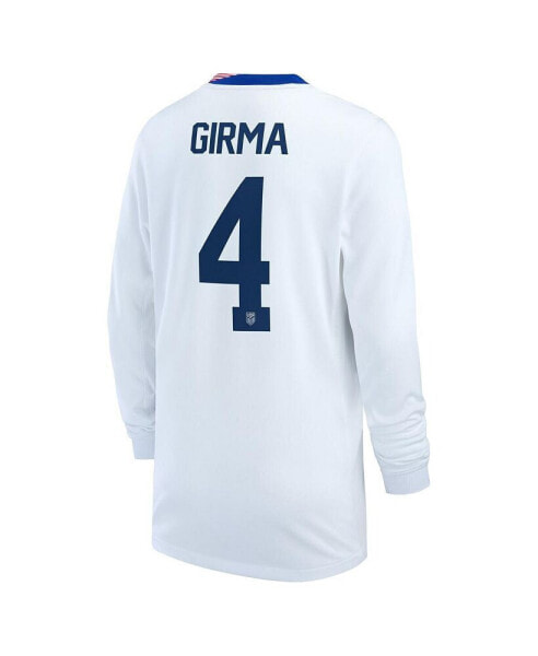 Big Boy's and Girl's Naomi Girma White USWNT 2024 Home Replica Long Sleeve Jersey