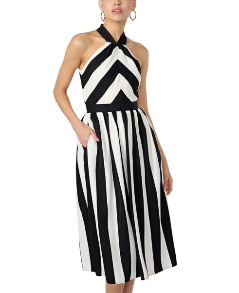 Women's Striped Halter-Neck Dress