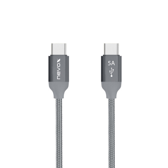nevox 1654 - 2 m - USB C - USB C - USB 2.0 - 480 Mbit/s - Grey - Silver