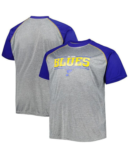 Men's Heather Gray St. Louis Blues Big and Tall Logo Raglan T-shirt