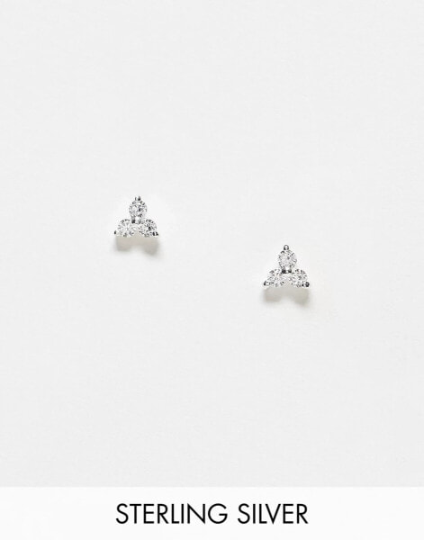 Kingsley Ryan 3 gem cluster stud earrings in sterling silver