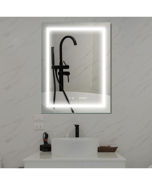 LED Bathroom Vanity Mirror, 36 X 28 Inch, Anti Fog, Night Light, Time, Temperature, Dimmable