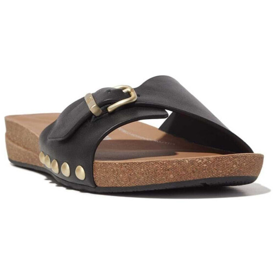 FITFLOP Iqushion Adjustable Buckle Leather Slides