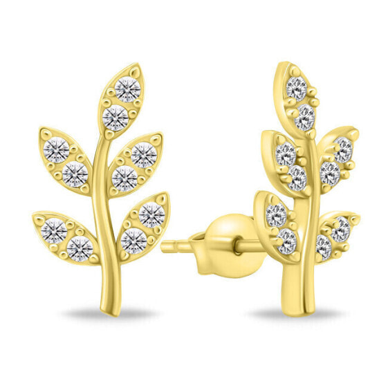 Decent long gold-plated earrings with zircons EA857Y