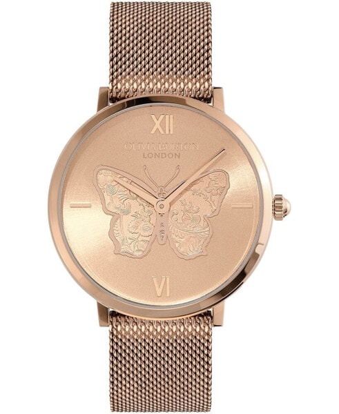 Часы Olivia Burton Signature Butterfly Rose Gold Mesh 35mm