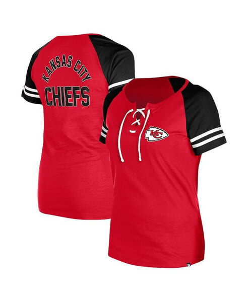 Women's Red Kansas City Chiefs Lace-Up Raglan T-Shirt