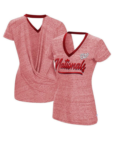 Women's Red Washington Nationals Halftime Back Wrap Top V-Neck T-shirt