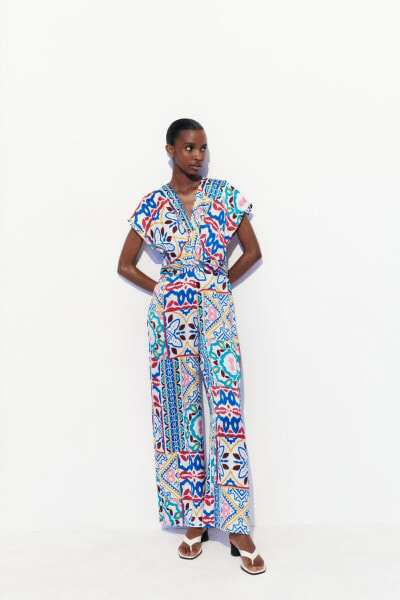 Printed satin jumpsuit