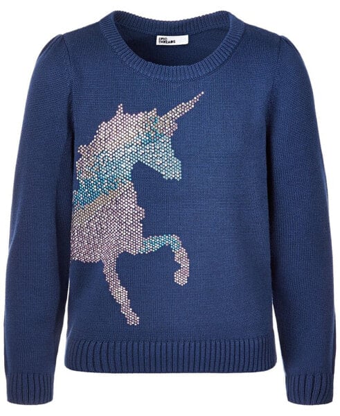 Little Girls Unicorn Crewneck Sweater, Created for Macy's