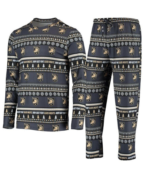 Men's Black Army Black Knights Ugly Sweater Knit Long Sleeve Top and Pant Set