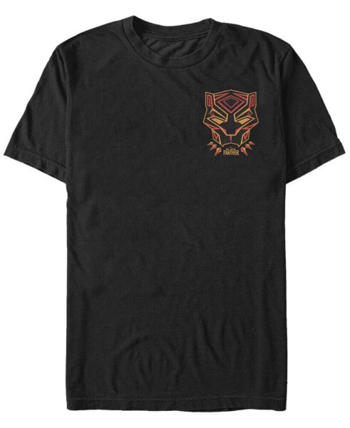 Marvel Men's Black Panther Left Pocket Geometric Black Panther Short Sleeve T-Shirt