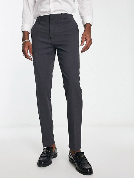 ASOS DESIGN slim smart trouser in charcoal