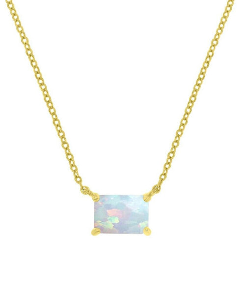 Macy's lab-Grown Opal Rectangle Cut Solitaire 18" Pendant Necklace (1 ct. t.w.)