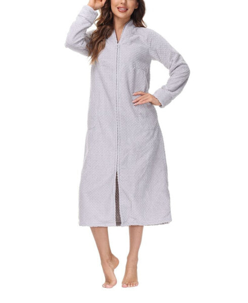 Women's Front Zipper Plush Robe