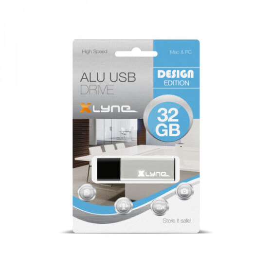 Xlyne 177561-2 - 32 GB - USB Type-A - 2.0 - Cap - 7 g - Silver