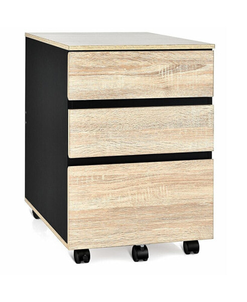 3-Drawer Mobile File Cabinet Vertical Filling Cabinet