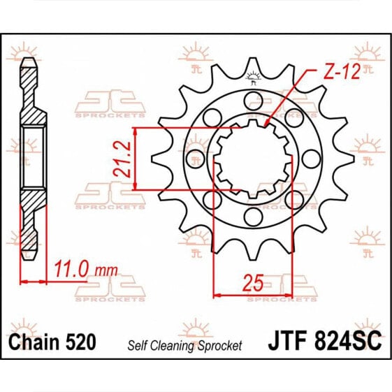 JT SPROCKETS 520 SC JTF824.14SC Steel Front Sprocket