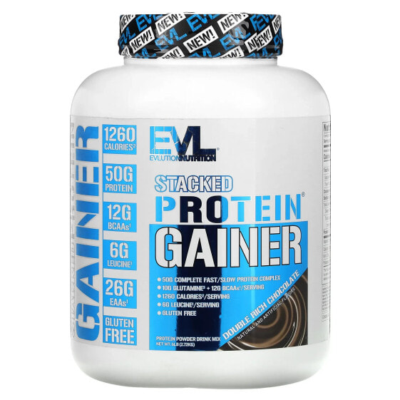 Гейнер спортивного питания Evlution Nutrition Stacked Protein Gainer, Double Rich Chocolate 6 фунтов (2,72 кг)