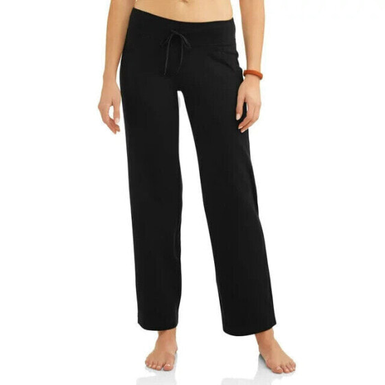 Athletic Works Yoga Pants Women's Large Black Cotton Dri-More Core Relaxed Fit