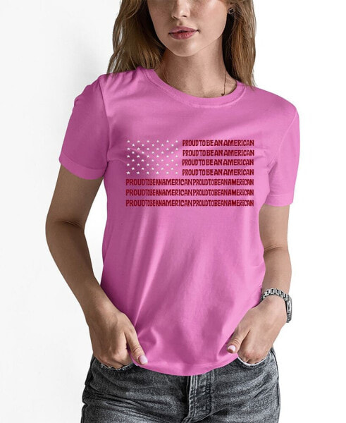 Women's Word Art Proud To Be An American T-Shirt