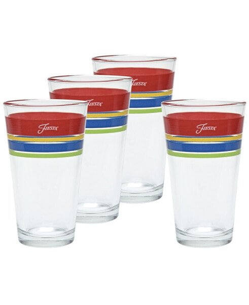 Bright Edgeline 16-Ounce Tapered Cooler Glass, Set of 4