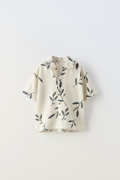 Рубашка с принтом листьев ZARA