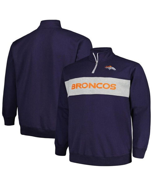 Куртка Profile мужская Темно-синяя Denver Broncos Big and Tall Fleece Quarter-Zip