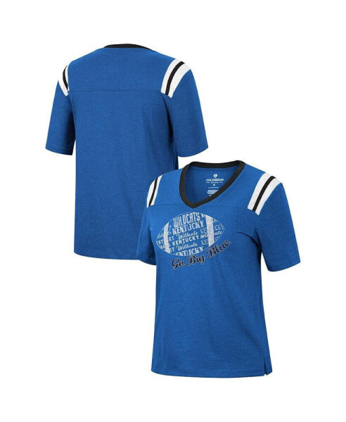 Women's Heathered Royal Kentucky Wildcats 15 Min Early Football V-Neck T-shirt