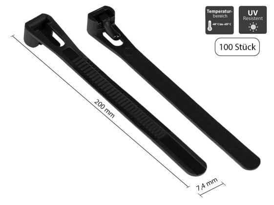 Good Connections KAB-R20S74 - Releasable cable tie - Nylon - Black - 5 cm - 45 N - V2