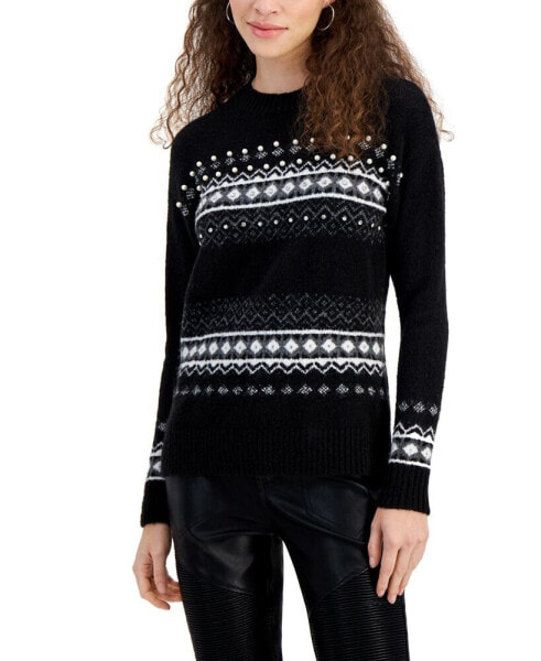 Women's Embellished Fair-Isle Sweater
