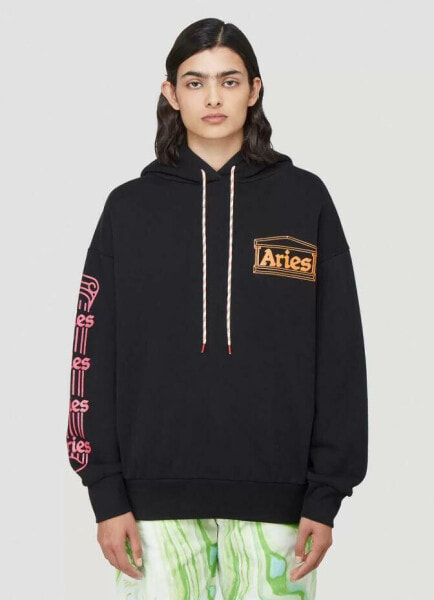 Aries 301034 Women Column Hooded Sweatshirt in Black Size XS