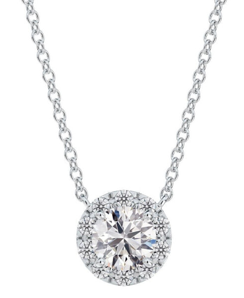 De Beers Forevermark diamond Halo Pendant Necklace (3/4 ct. t.w.) in 14k White Gold, 16" + 2" extender
