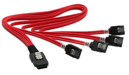 InLine SAS Cable Mini SAS SFF8087 to 4x SATA direct OCR 0.5m