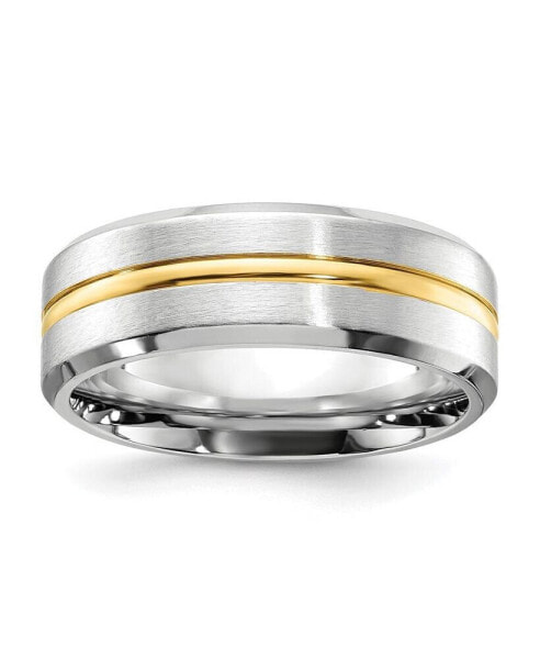 Cobalt Brushed Yellow IP-plated Center Beveled Edge Band Ring