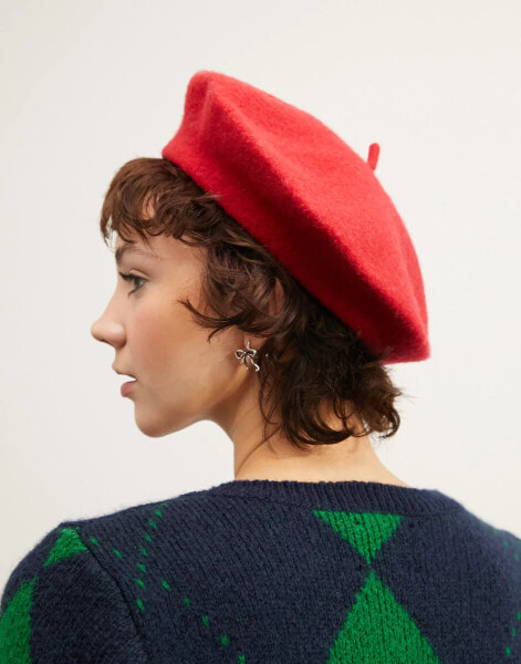 ASOS DESIGN wool beret with improved fit in red