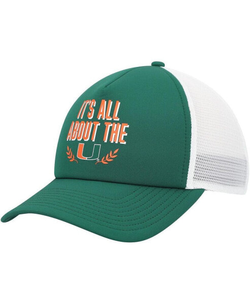 Men's Green Miami Hurricanes Phrase Foam Front Trucker Adjustable Hat