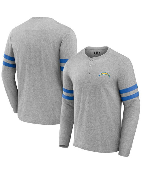 Men's NFL x Darius Rucker Collection by Heather Gray Los Angeles Chargers Henley Long Sleeve T-shirt