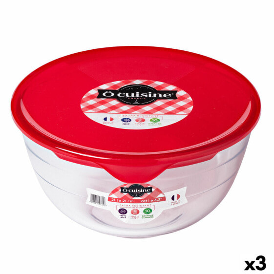 Красный контейнер для хранения продуктов O Cuisine Prep&store Ocu 1 L 17 x 17 x 9 см Cтекло (3 шт) О Cuisine Prep&store Ocu Red 1 L 17 x 17 x 9 см Glass (3 шт)