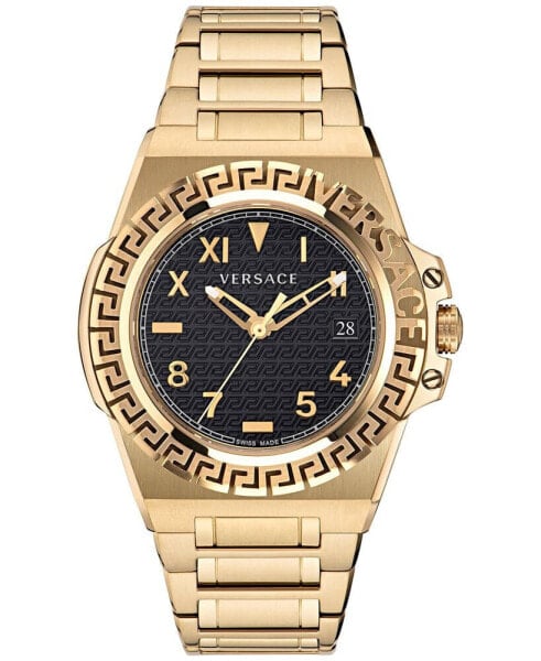 Men's Swiss Greca Reaction Gold-Tone Stainless Steel Bracelet Watch 44mm