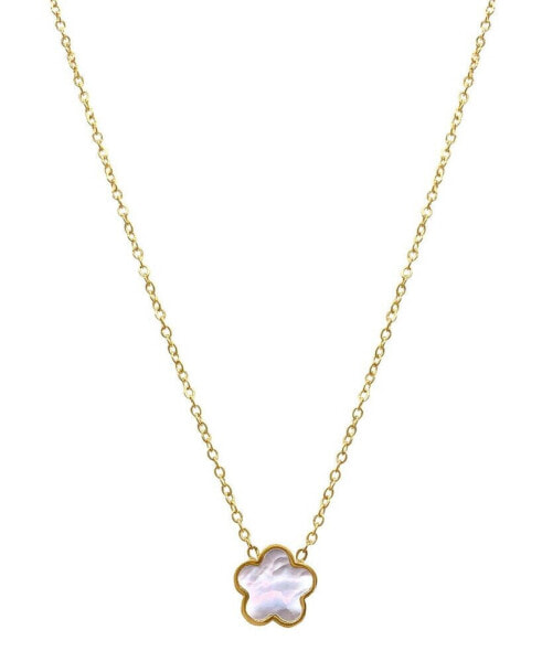 White Mother Of Pearl Clover Necklace