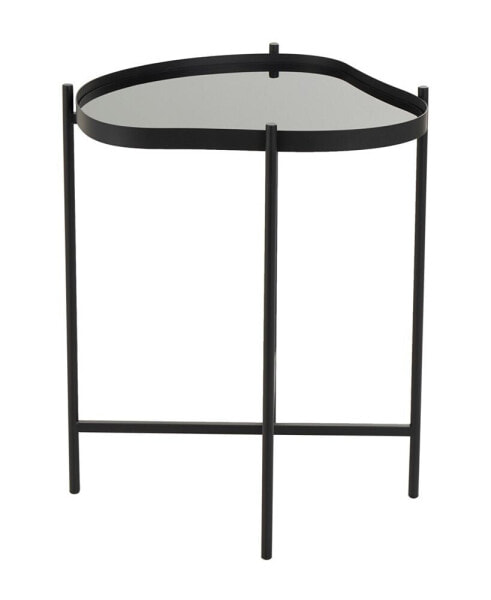 19" x 19" x 21" Metal Abstract Wavy X-Shaped Base Accent Table