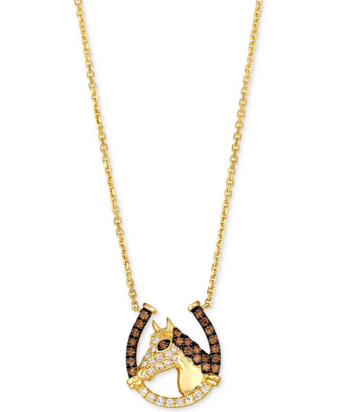 Chocolate & Nude Diamond Horseshoe 19" Pendant Necklace (1/3 ct. t.w.) in 14k Gold