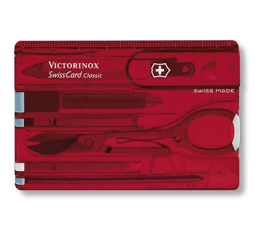 Victorinox SwissCard Classic, Red, Transparent, ABS synthetics, 82 mm, 4.5 mm, 26 g