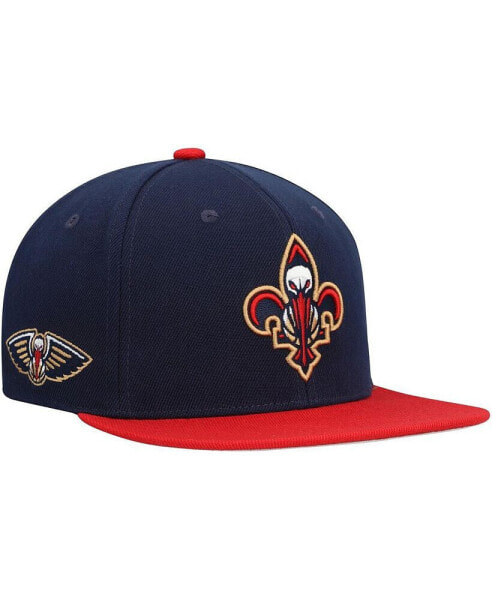 Бейсболка мужская Mitchell&Ness New Orleans Pelicans Голубая, Красная Side Core 2.0 Snapback