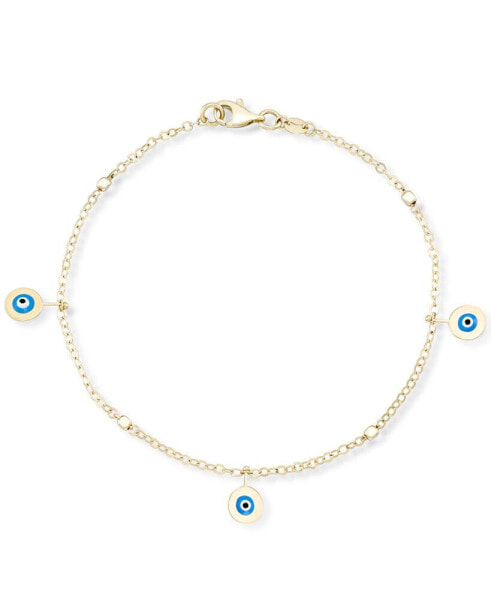 Enamel Evil Eye Charm Bracelet in 10k Gold