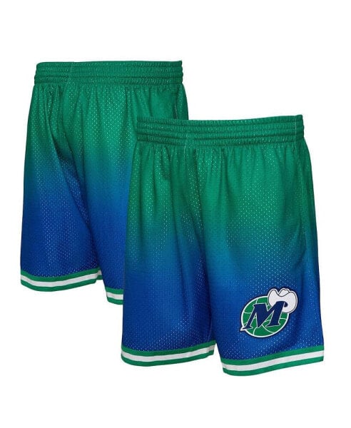 Men's Green and Navy Dallas Mavericks 1998/99 Hardwood Classics Fadeaway Reload 3.0 Swingman Shorts