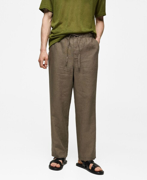 Men's 100% Linen Drawstring Pants